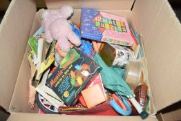 BOX CONTAINING VARIOUS TOYS, GAMES ETC