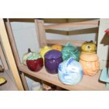 QUANTITY OF VARIOUS DECORATIVE SYLVAC SMALL MOULDED LIDDED KITCHEN POTS