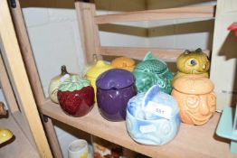 QUANTITY OF VARIOUS DECORATIVE SYLVAC SMALL MOULDED LIDDED KITCHEN POTS