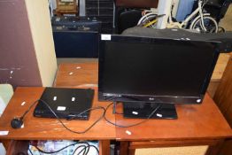 SMALL ACAI FLAT SCREEN TELEVISION TOGETHER WITH A SONY DVD PLAYER