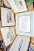 SELECTION OF FRAMED PICTURES INCLUDING WATERCOLOURS BY PETER LLOYD DAVIES OF PASSENGER SHIPS ETC