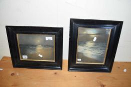 PAIR OF FRAMED STUDIES, MOONLIT BEACH SCENES