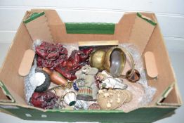 BOX CONTAINING QUANTITY OF RESIN FIGURES AN METAL ITEMS