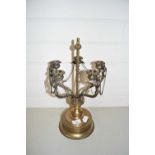 HEAVY BRASS CANDLEABRA FIVE SCONCE