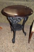 HEAVY IRON BASED TABLE WITH MOULDED DECORATION, APPROX 59 CM DIAMETER