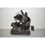 SPELTER FIGURE OF A MEDIEVAL KNIGHT ON HORSEBACK