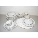 ROYAL DOULTON PART TEA SET AND DINNER SERVICE IN THE BURGUNDY PATTERN COMPRISING TWO TERRINES AND