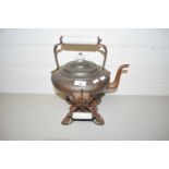 COPPER KETTLE ON STAND WITH CERAMIC HANDLE