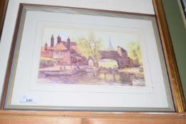 PRINT OF PULLS FERRY, SIGNED IN PENCIL IN THE MOUNT, NO 182 OF 500