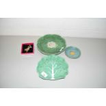 GREEN PARSLEY PLATES, FURTHER SMALL DISH AND BROOCH