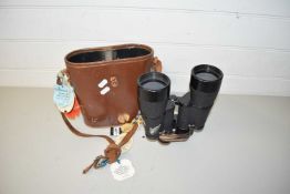 PAIR OF BINOCULARS IN LEATHER CASE WITH MONOGRAM FOR DHK
