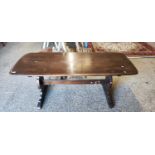 ERCOL DARK ELM REFECTORY TYPE DINING TABLE