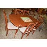 REPRODUCTION EXTENDING DINING TABLE TOGETHER WITH MATCHING SET OF SIX UPHOLSTERED CHAIRS