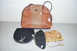 LEATHER BAG WITH MONOGRAM DJ PARIS AND THREE SMALLER EVENING BAGS