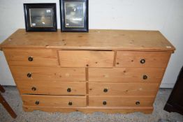 WAXED PINE NINE DRAWER LONG CHEST, LENGTH APPROX 152CM