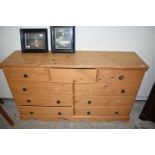 WAXED PINE NINE DRAWER LONG CHEST, LENGTH APPROX 152CM