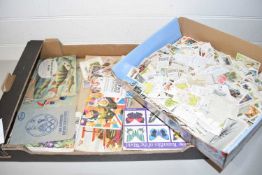 TWO BOXES WITH QUANTITY OF LOOSE CIGARETTE CARDS AND FURTHER CIGARETTE CARD ALBUMS