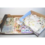 TWO BOXES WITH QUANTITY OF LOOSE CIGARETTE CARDS AND FURTHER CIGARETTE CARD ALBUMS