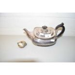 LARGE PLATED TEAPOT AND FURTHER SMALL COPPER DISH