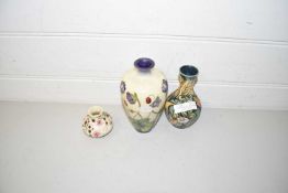 GROUP OF MODERN MOORCROFT VASES WITH TYPICAL TUBE LINED FLORAL DESIGNS