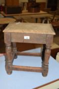 SMALL OAK JOINTED STOOL