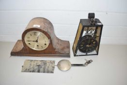 MANTEL CLOCK AND FURTHER CLOCK (A/F)