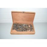 WOODEN BOX CONTAINING QUANTITY OF KEYS