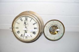 SHIPS CLOCK MANUFACTURED BY SEWILL LIVERPOOL TOGETHER WITH A BAROMETER IN BRASS CASE