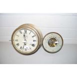 SHIPS CLOCK MANUFACTURED BY SEWILL LIVERPOOL TOGETHER WITH A BAROMETER IN BRASS CASE