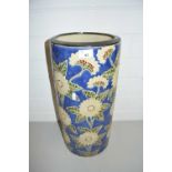 POTTERY UMBRELLA STAND WITH FLORAL DESIGN