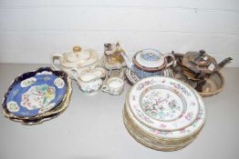 QUANTITY OF 19TH CENTURY ENGLISH CHINA, PLATES, TEAPOTS ETC, ALSO SOME PEARL WARE AND FLIGHT