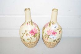 PAIR OF ROYAL BONN VASES DECORATED IN WORCESTER STYLE WITH FLOWERS