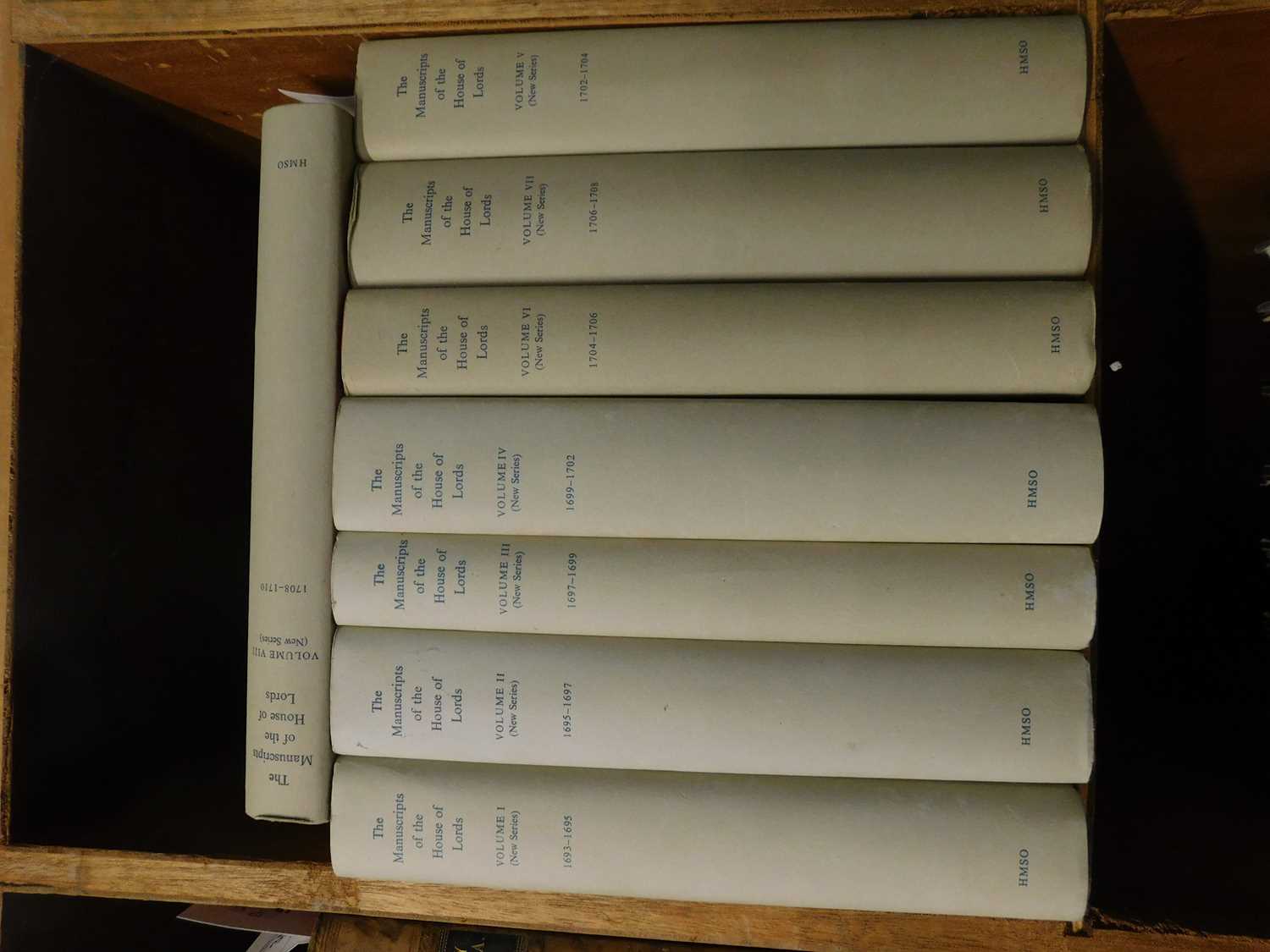 THE MANUSCRIPTS OF THE HOUSE OF LORDS: London, HMSO 1964-66, 8 vols, new series, original cloth, d/w - Image 2 of 2