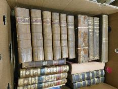 One box of antiquarian books to include Collins Peerage and Robertsons, Charles V, illustrated