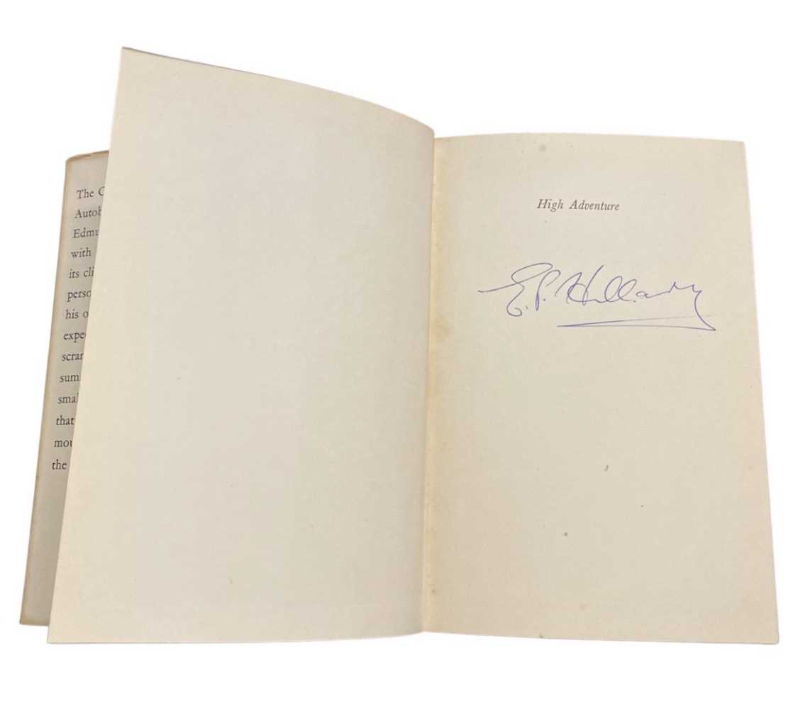 EDMUND HILLARY: HIGH ADVENTURE, London, Hodder & Stoughton, 1955, 1st edition, signed on half title, - Image 2 of 3