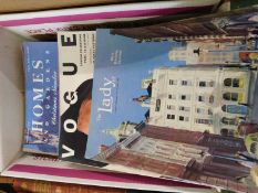 One box of vintage magazines to include Homes and Gardens, Vogue and The Lady, all 1950's/60's