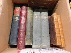 One box various antiquarian books to include French editions, the family crest book, text and plates