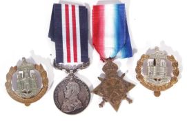 WWI (MM) Military medal to 15025 Pte A Cook Dorset Regiment as well as a 1914-15 Star and 2 regiment