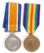 WWI British medal pair - war medal, victory medal to 43409 PTE RW Smith, Durham Light Infantry