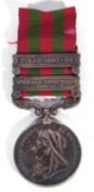 Victorian India Medal with clasps for Tirah 1897-98 and Punjab Frontier 1897-98 named to 74228 Gnr C