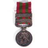 Victorian India Medal with clasps for Tirah 1897-98 and Punjab Frontier 1897-98 named to 74228 Gnr C