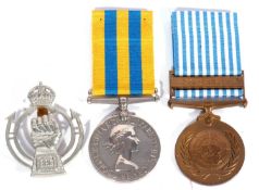 Korean War pair of medals comprising ERII Korea Medal and UN Korea Medal named to 22788711 Trooper E