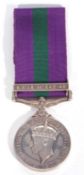 George V GSM with SE Asia 1945-46 Clasp, name worn, inscribed 'Capt D Wa.... RA