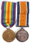 WWI British medal pair - war medal, victory medal to 39375 PTE HJ Cary, RW Kents
