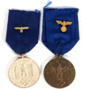 Thrid Reich WWII Wehrmacht 4 years long service silver medal, together with Wehrmacht 12 years