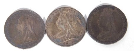 Queen Victoria crowns 1890, 1895, old head LVlll, 1900 LXlV (3)
