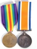 WWI British medal pair - war medal, victory medal to 22541 PTE J Beeston, East Yorks Regiment with