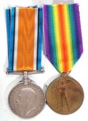 WWI British medal pair - war medal, victory medal to 99239 GNR W Rhodes RA