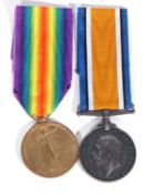 WWI British medal pair - war medal, victory medal to 24524 PTE J Sutcliffe, West Yorkshire Regiment
