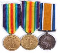 Quantity of 3 WWI British victory medals: 43573 PTE J Brooke RFC, 44359 1 AM LG Shrimpton RAF and